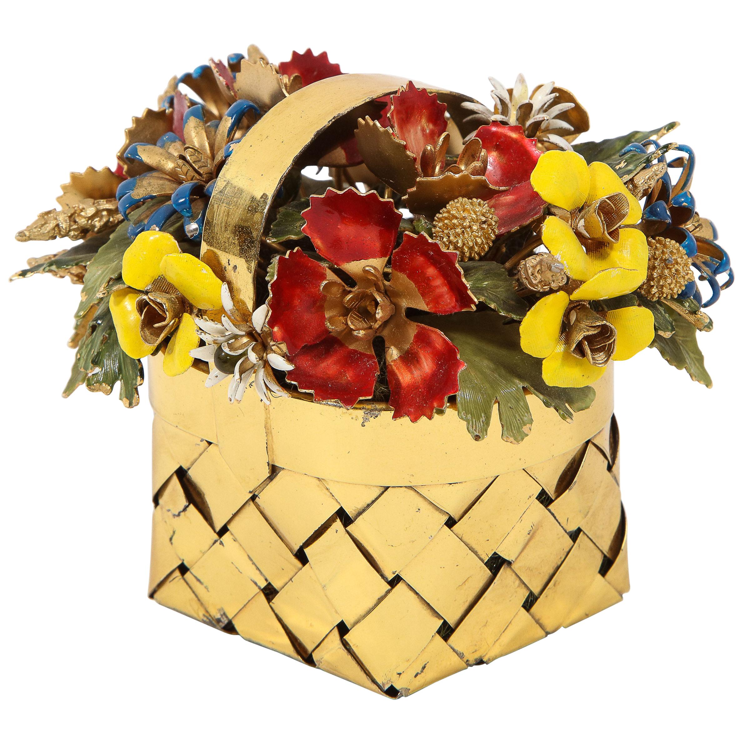 Cartier Sterling Silver-Gilt and Enamel Table Ornament Basket