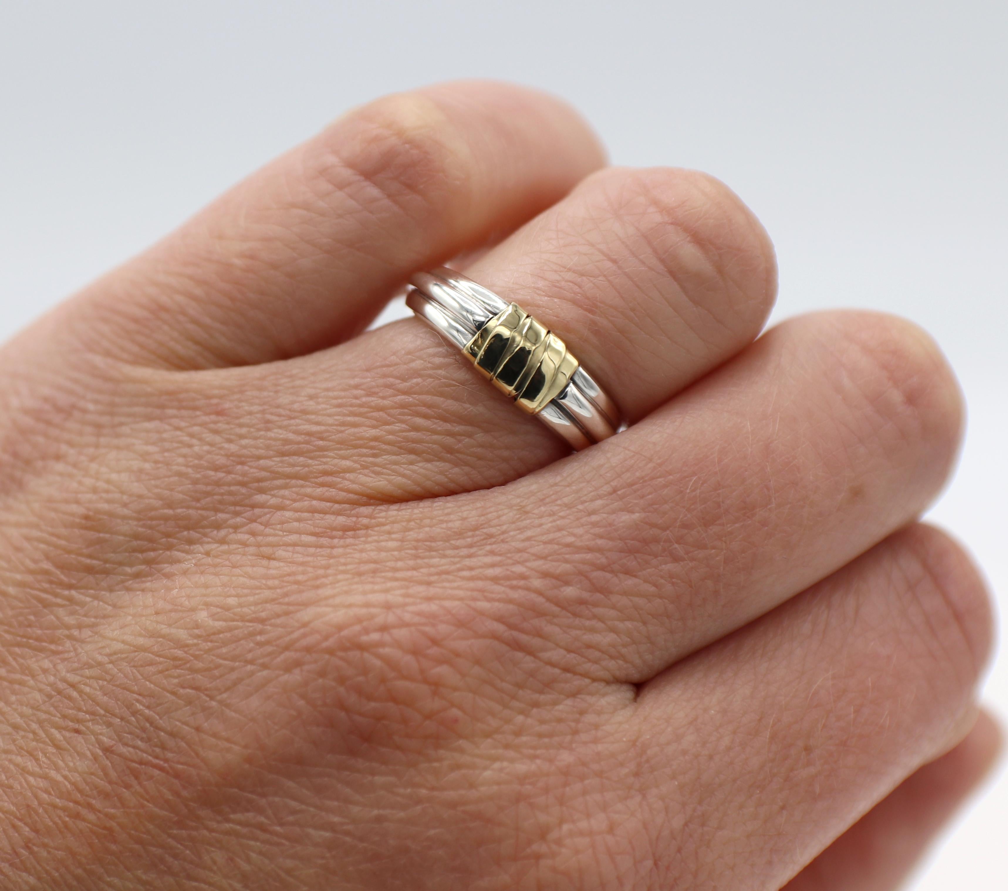 Contemporary Cartier Sterling Silver & Gold Band Ring