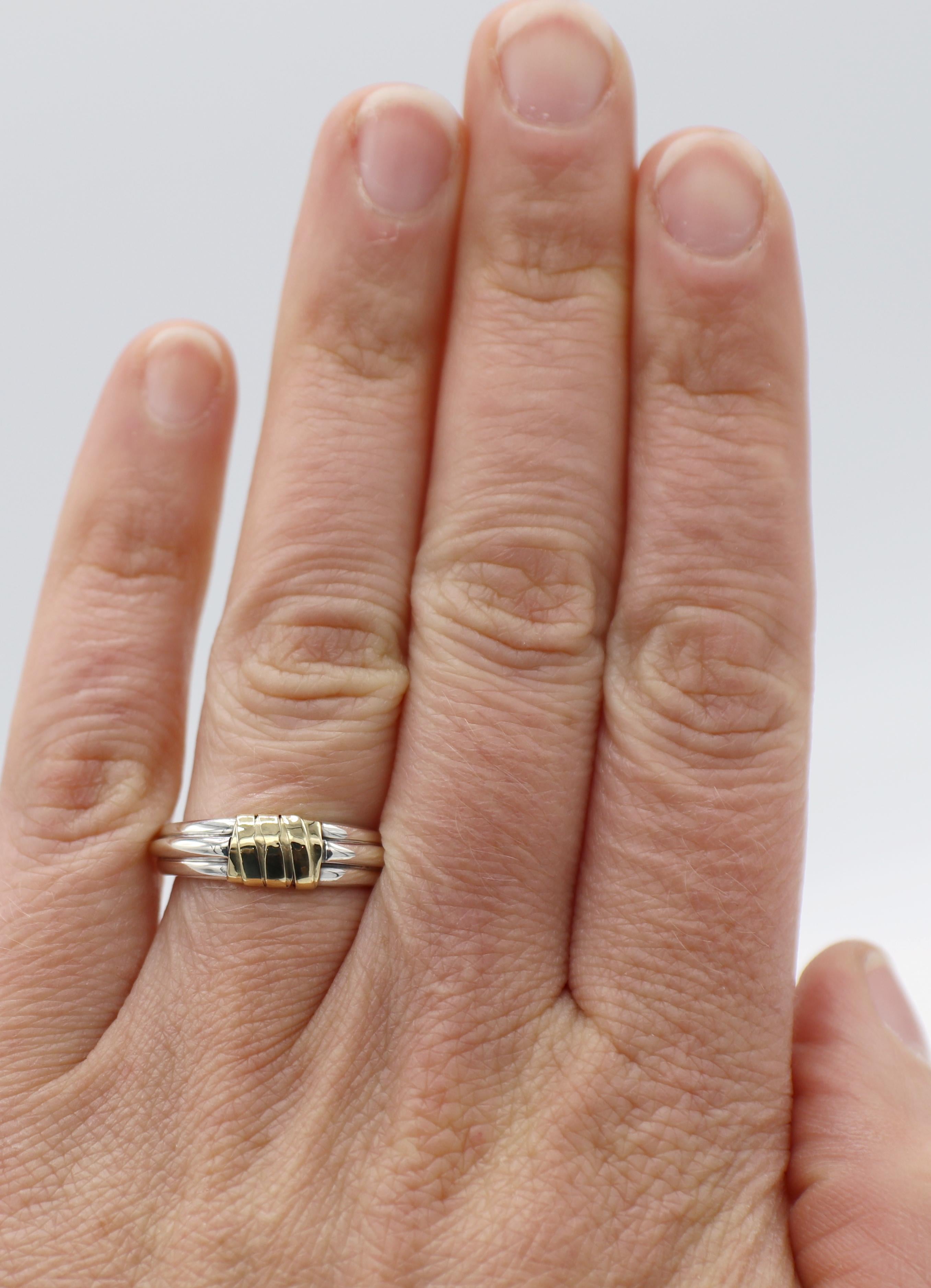 Cartier Sterling Silver & Gold Band Ring In Good Condition In  Baltimore, MD