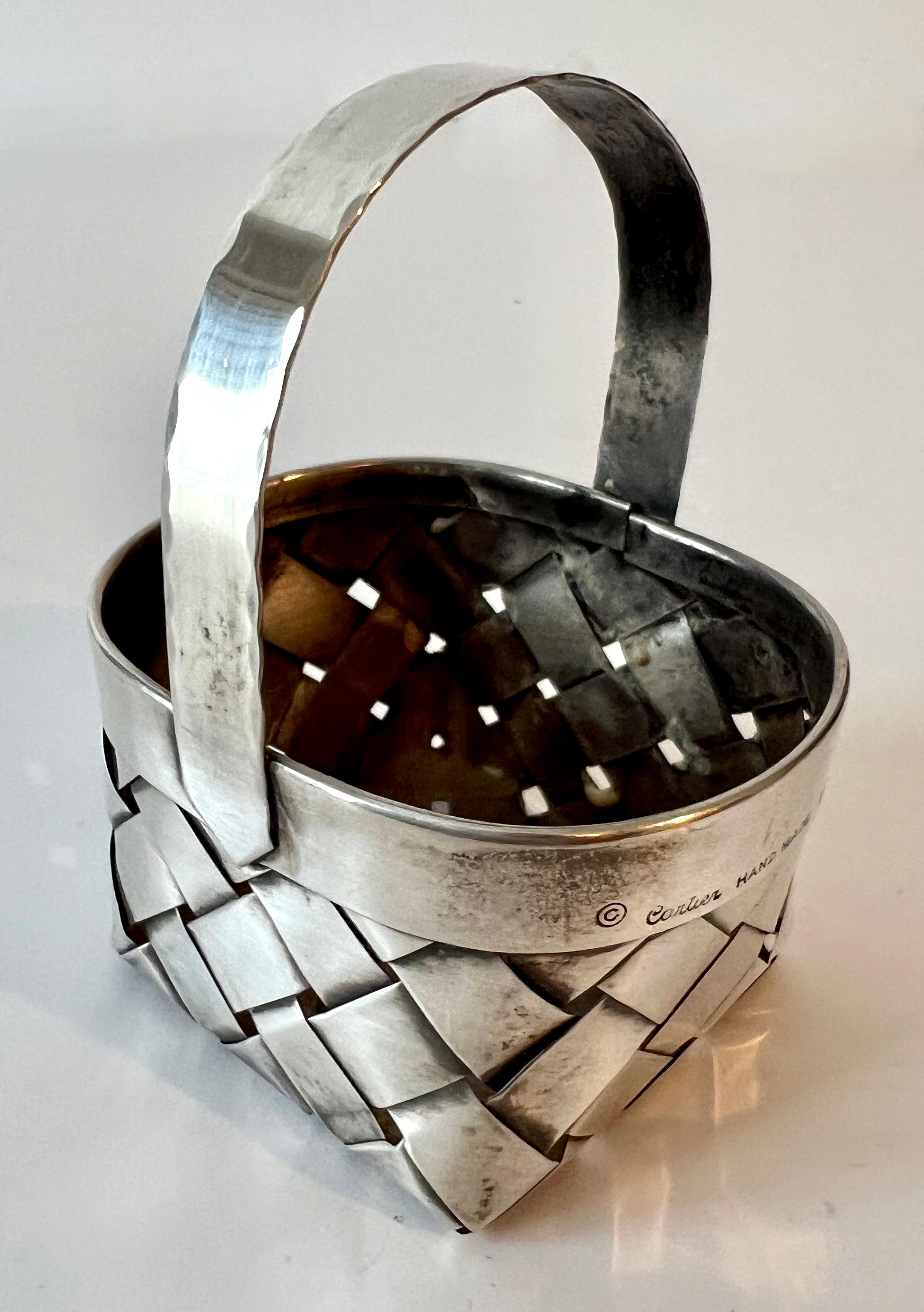 Cartier Sterling Silver Hand Crafted Woven Basket 2