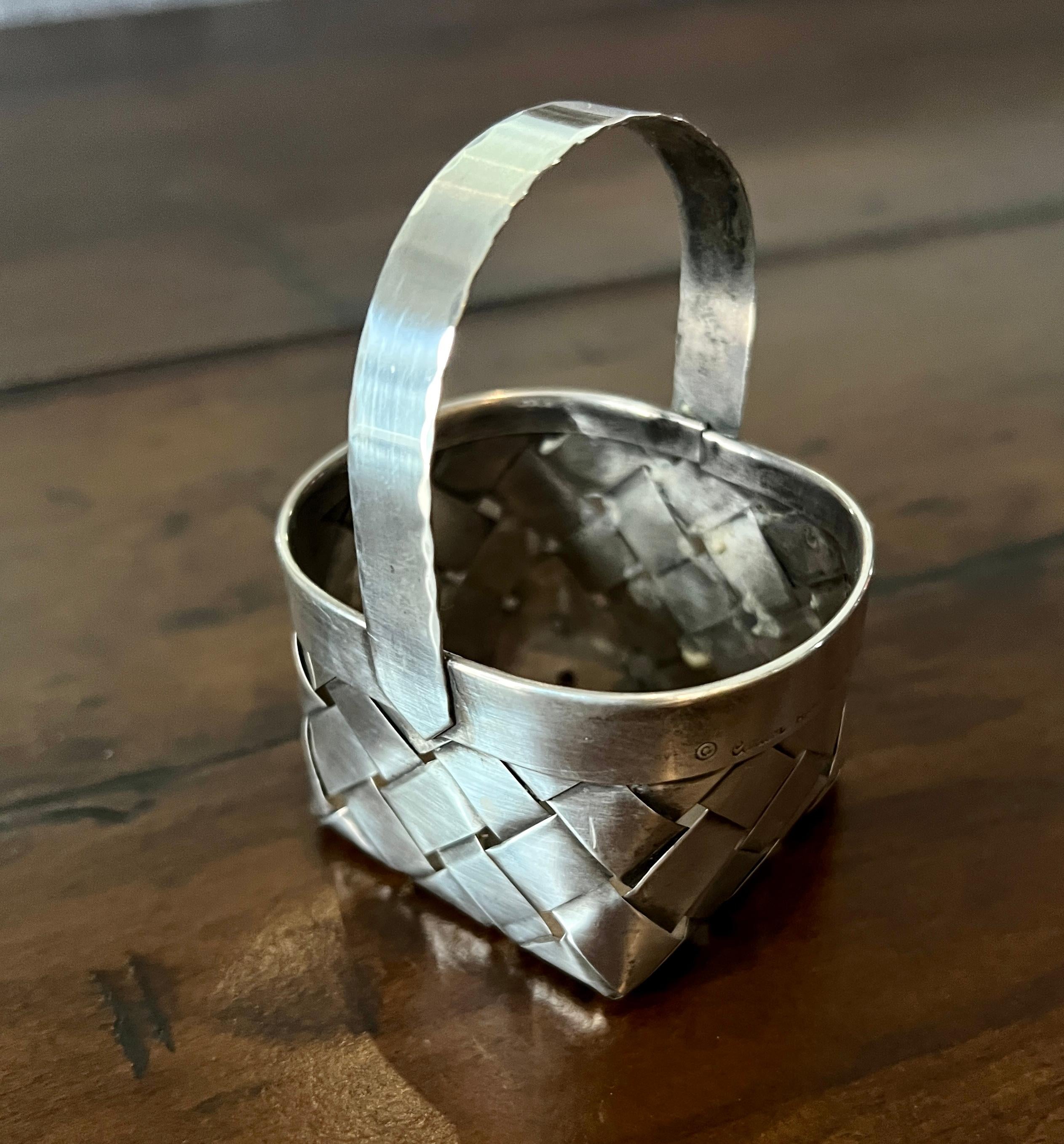 Cartier Sterling Silver Hand Crafted Woven Basket 3