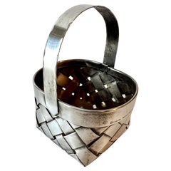 Cartier Sterling Silver Hand Crafted Woven Basket