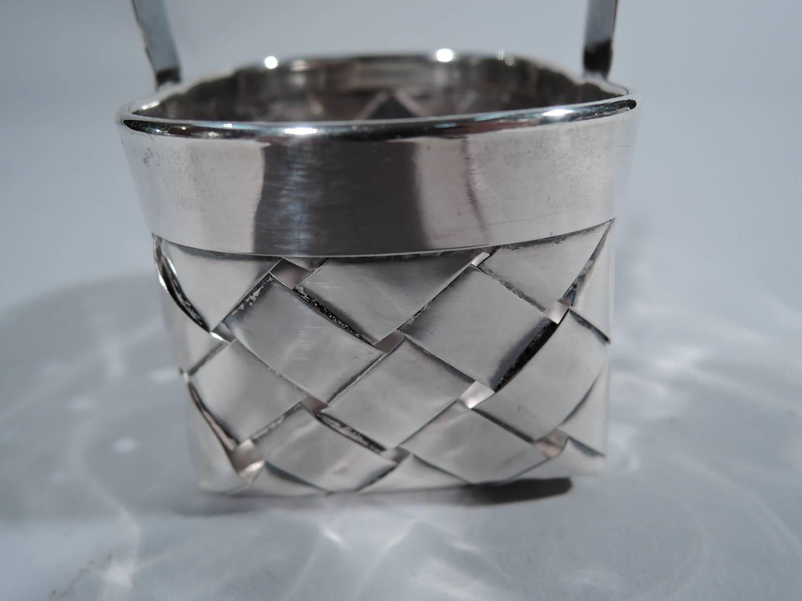 Cartier Sterling Silver Handmade Miniature Country Basket In Excellent Condition In New York, NY