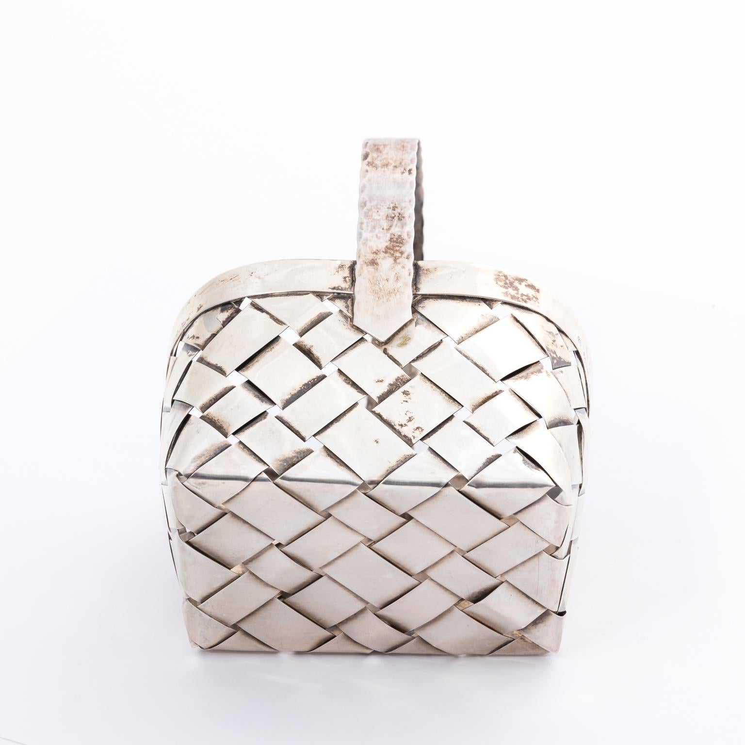 Cartier Sterling Silver Handmade Woven Basket, circa 1950 6