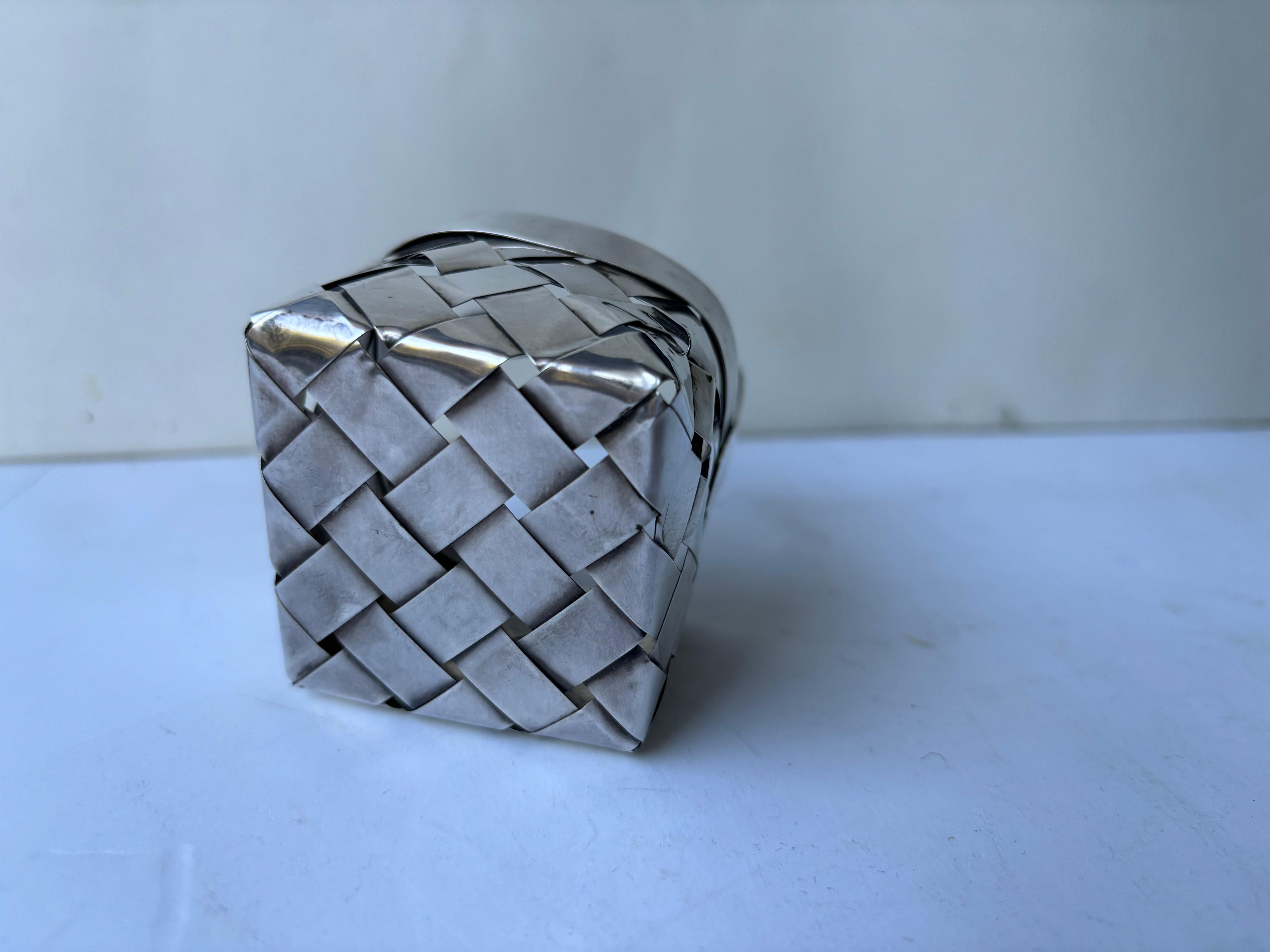 French Cartier sterling silver hand woven  basket .