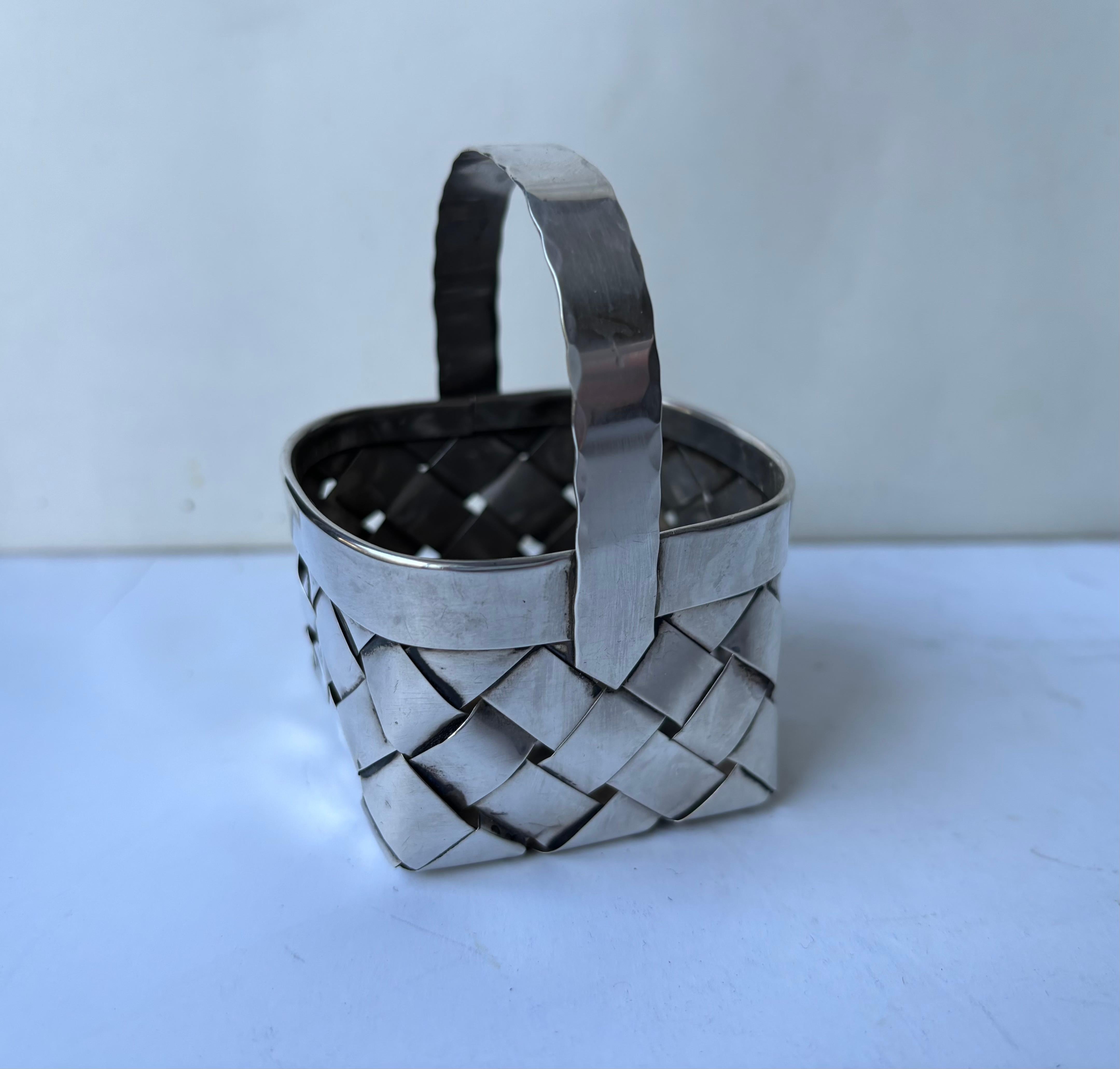 20th Century Cartier sterling silver hand woven  basket .