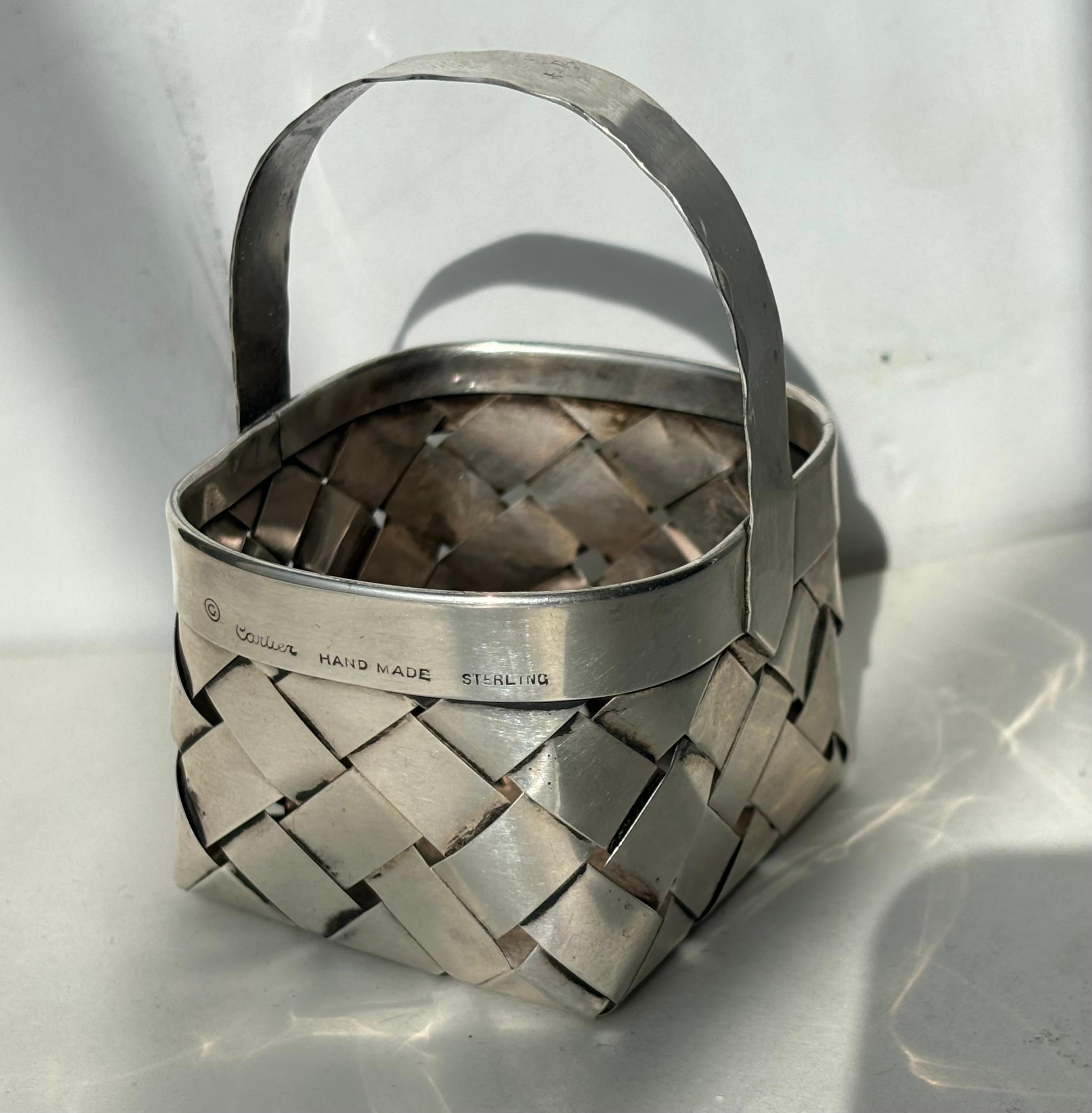 Sterling Silver Cartier sterling silver hand woven  basket .