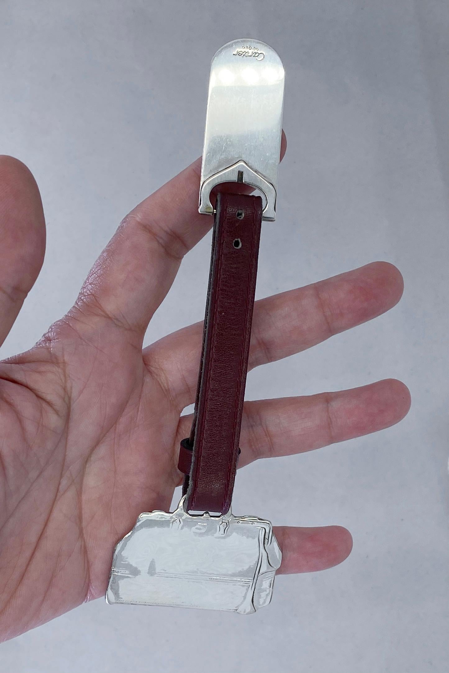Cartier Sterling Silver Luggage Tag In Excellent Condition For Sale In New York, NY