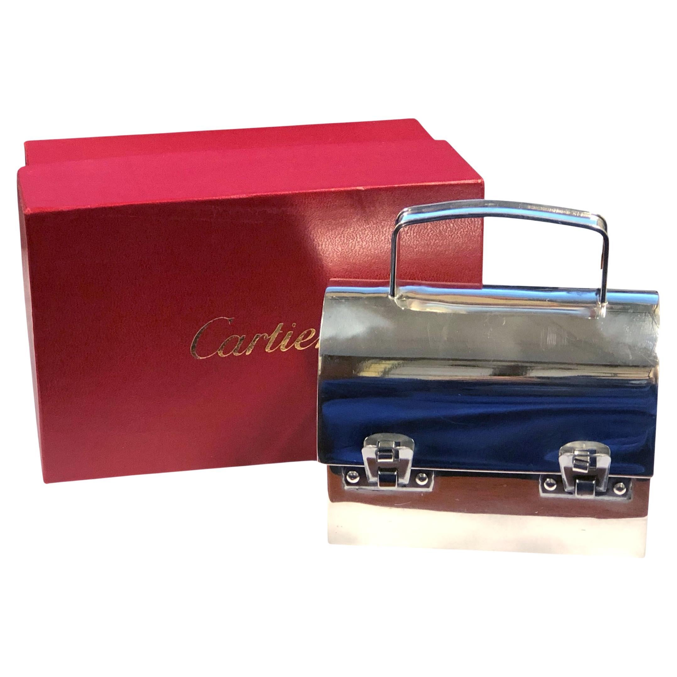 Cartier Sterling Silver Lunch Box Purse For Sale