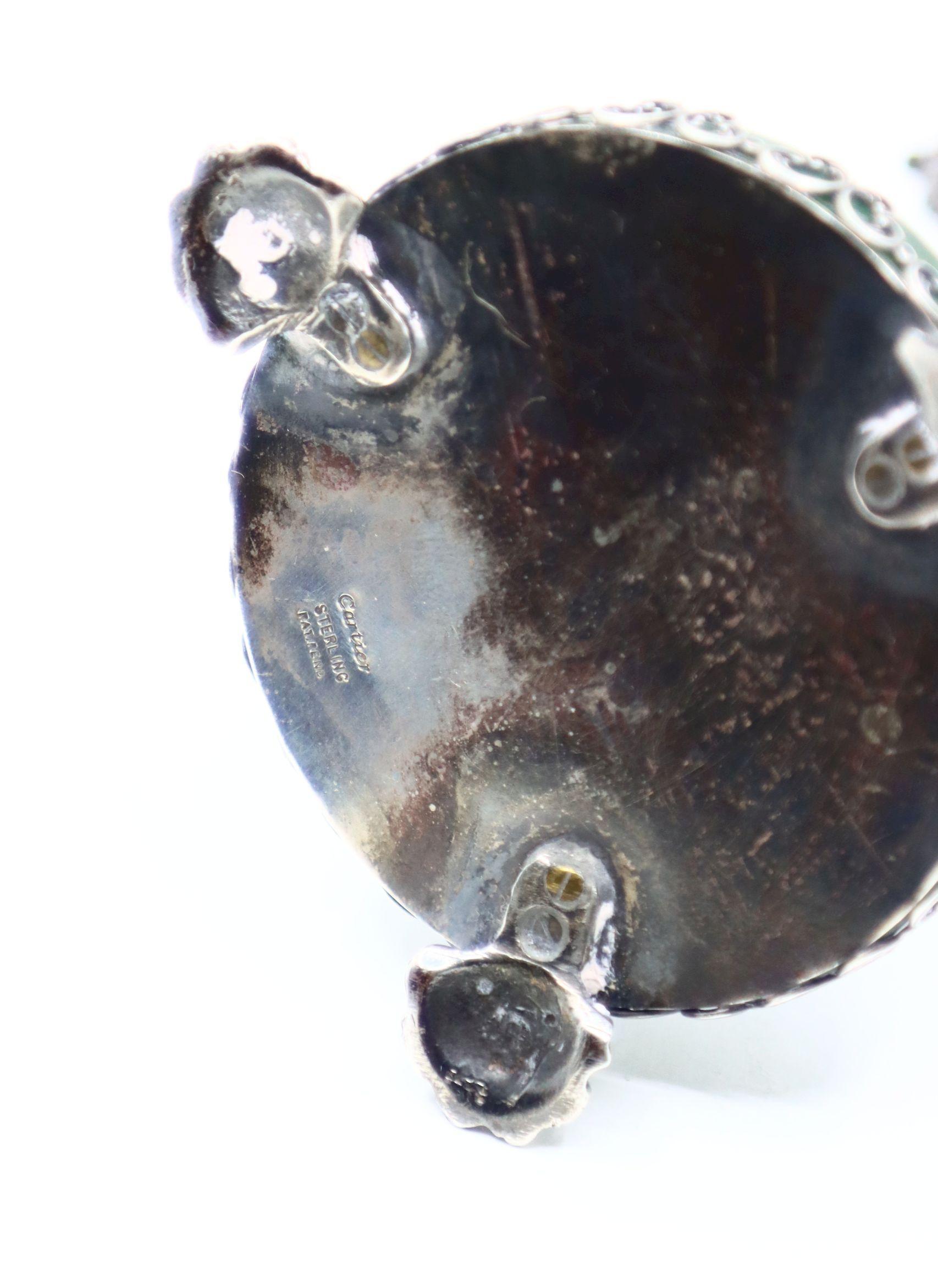 Reloj de pie con mono de jade de plata de ley Cartier en venta 5