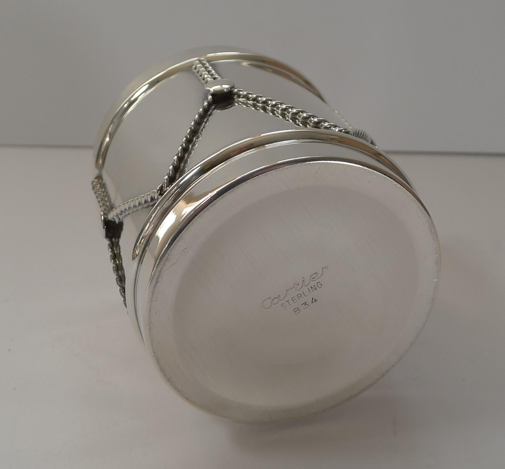 French Cartier Sterling Silver Novelty Drum Box