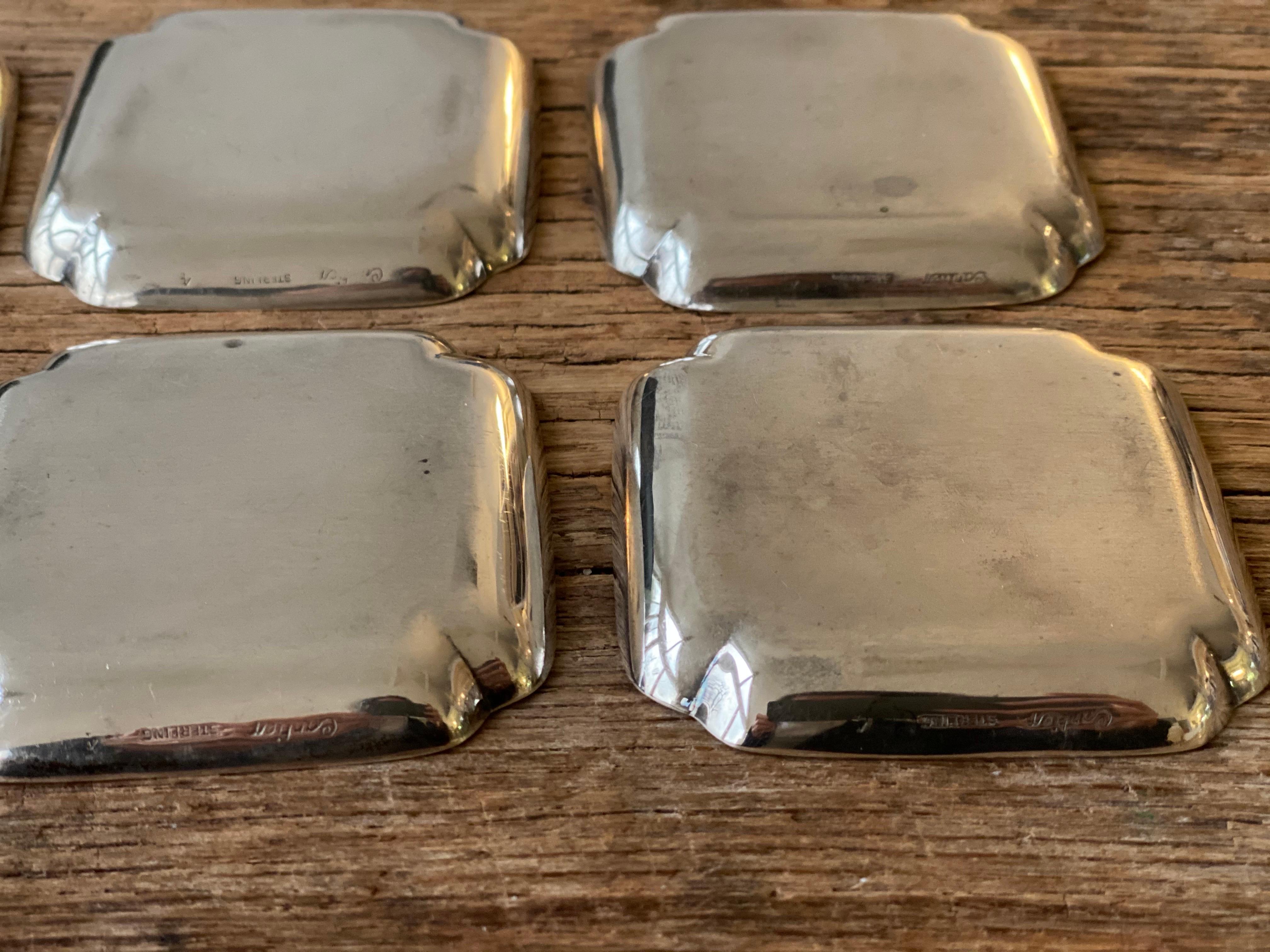 French Cartier Sterling Silver Nut/Butter Pat Plates, Marked