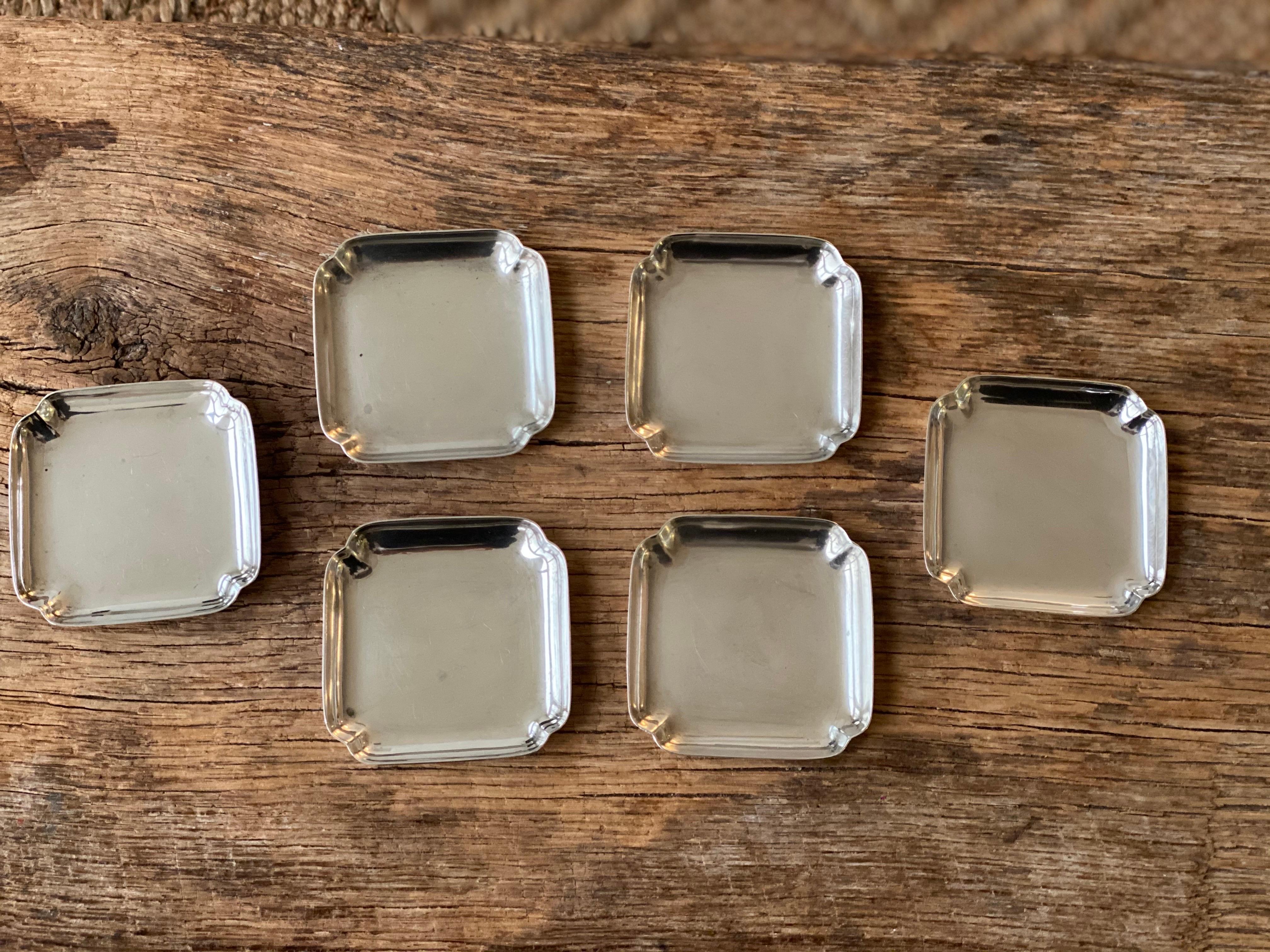 Cartier Sterling Silver Nut/Butter Pat Plates, Marked 4