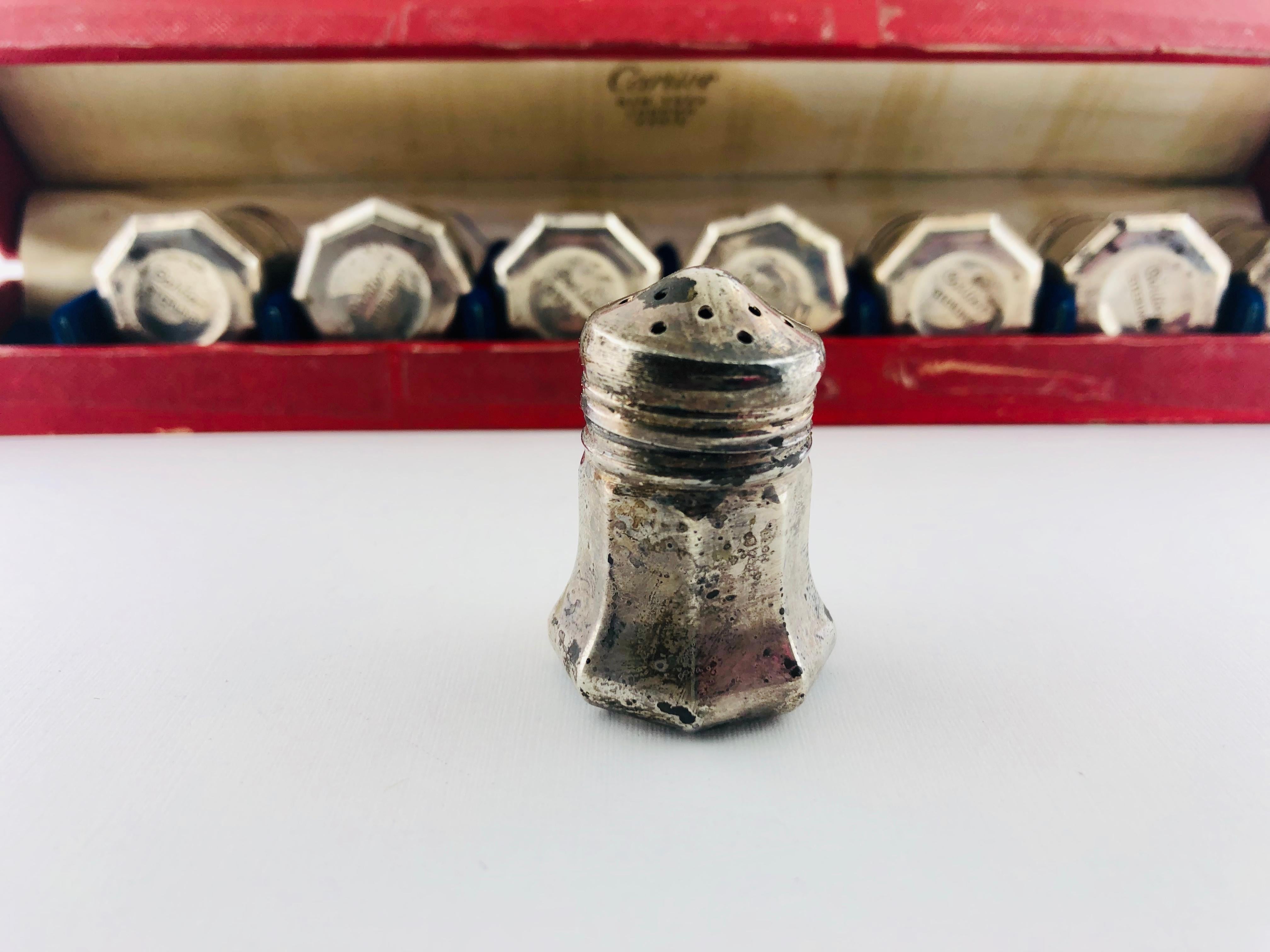 Cartier Sterling Silver Salt and Pepper Set with Box In Fair Condition In Ft. Lauderdale, FL