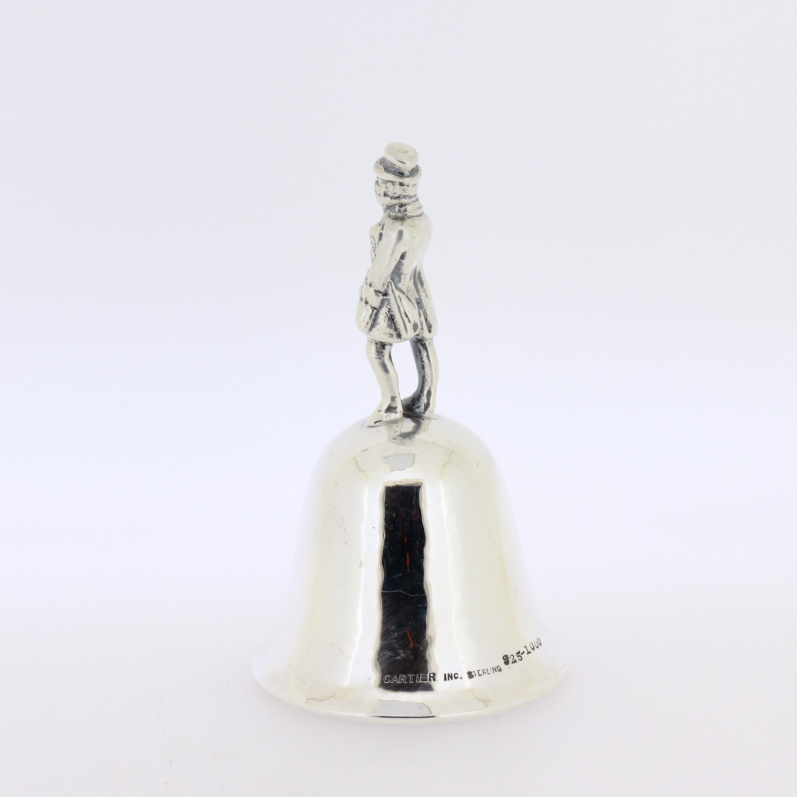 Campana de mesa Cartier de plata de ley con asa figurada Plata esterlina en venta
