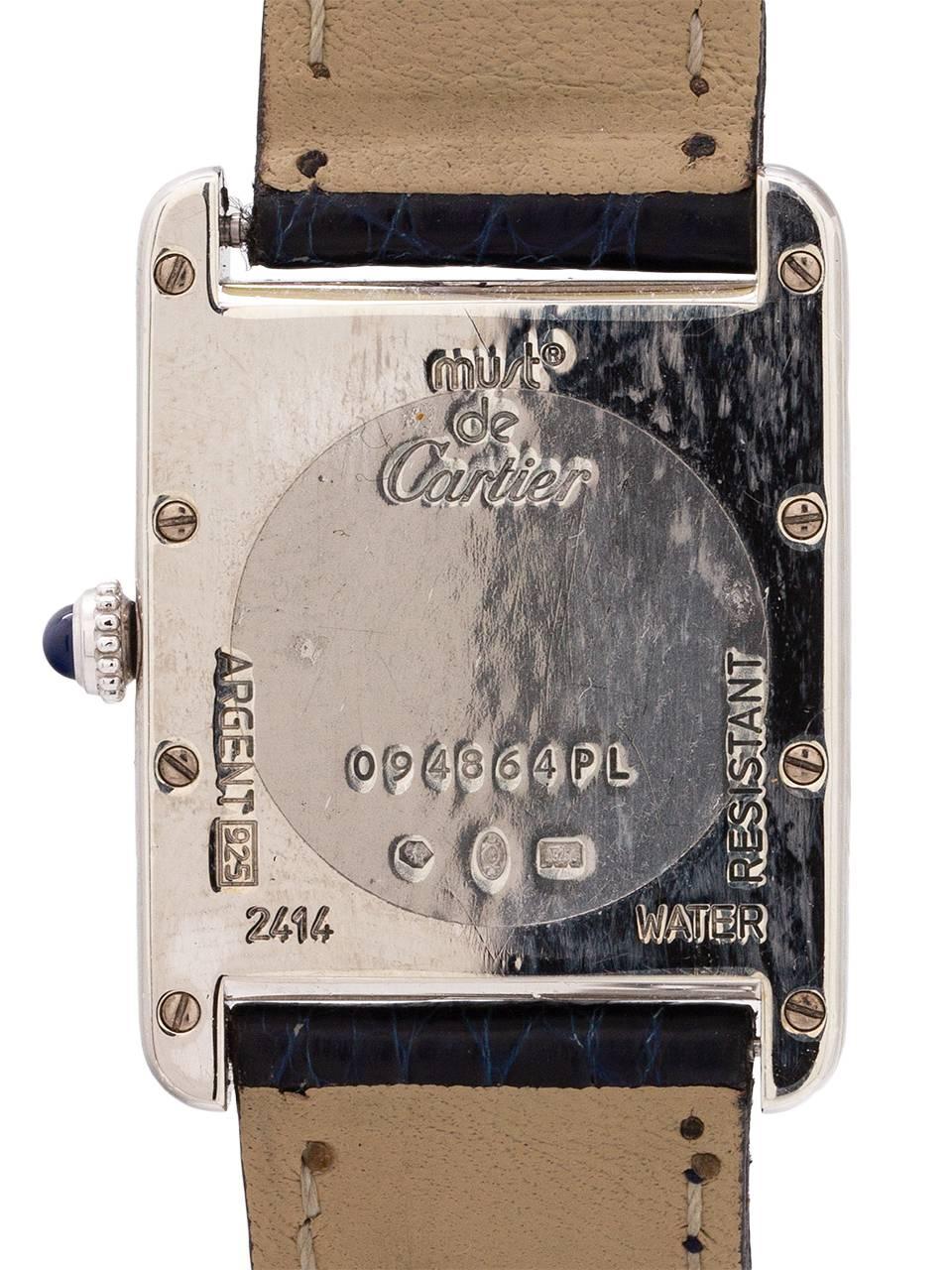 Cartier Sterling Silver Tank Louis Quartz wristwatch Ref 2414, circa 2000s In Excellent Condition In West Hollywood, CA