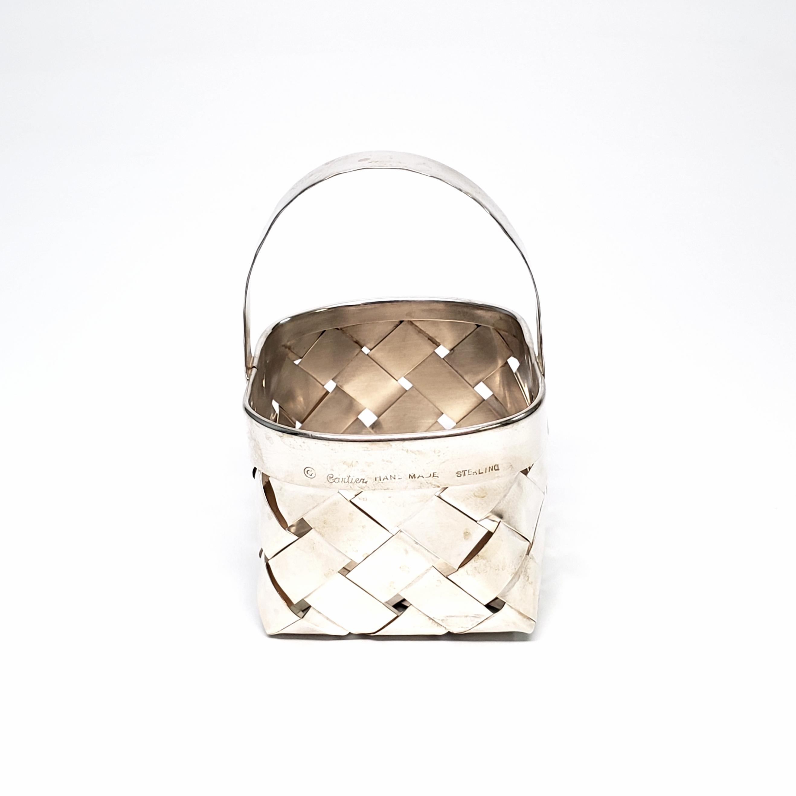 Cartier Sterling Silver Woven Basket In Good Condition In Washington Depot, CT