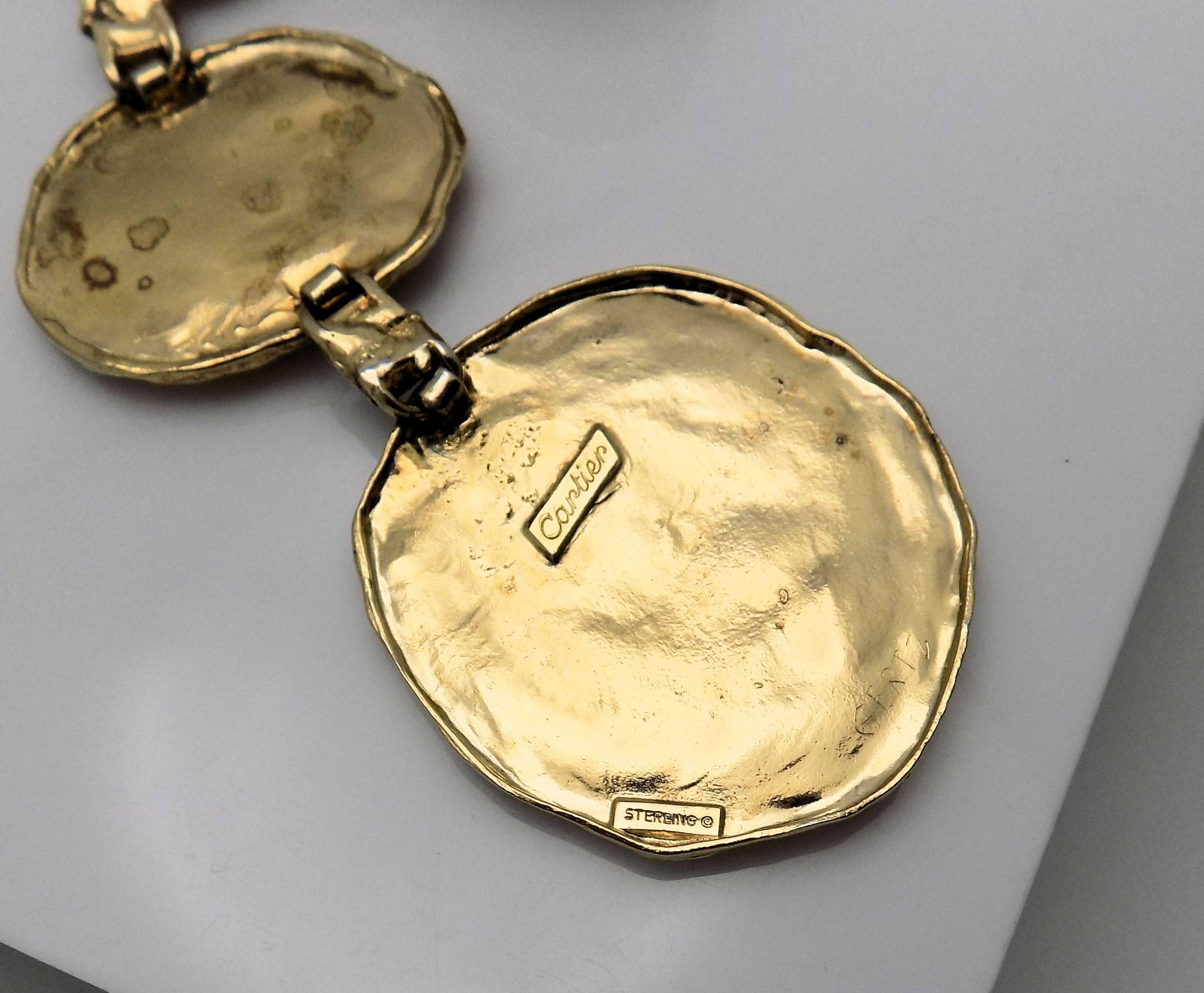 Women's Cartier Sterling Silver/Gold Plate Textured Medallion Necklace/Belt