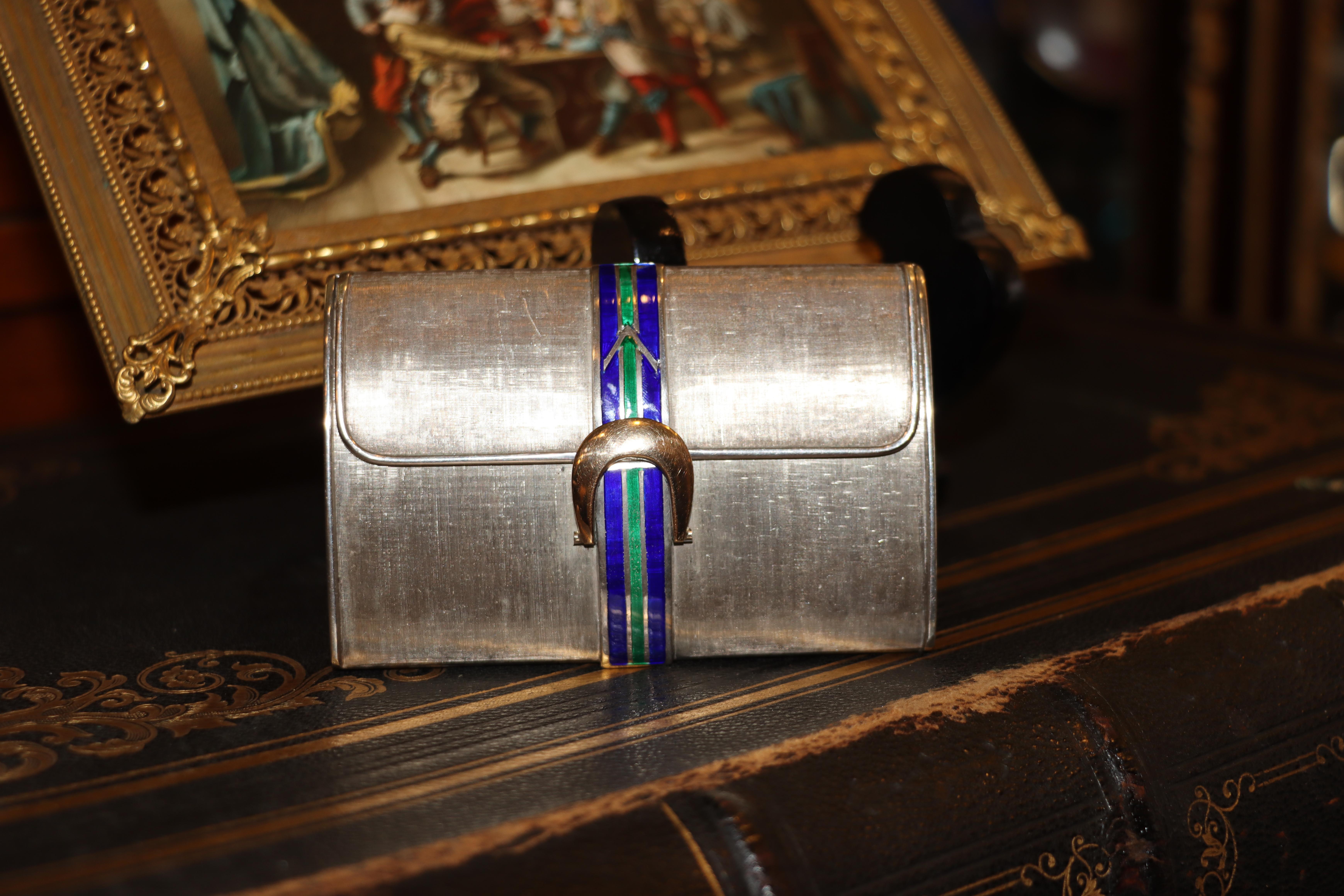 Caja esmaltada Cartier Siver de Esterlina en Bueno estado para la venta en Flushing, NY