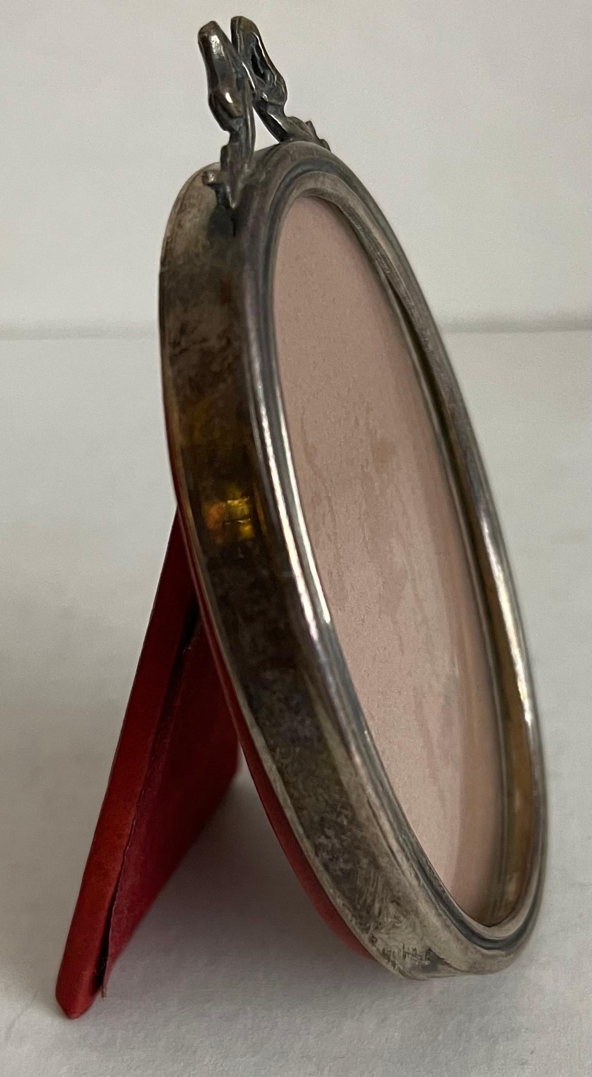 Edwardian Cartier Sterling Small Oval Bow Picture Frame