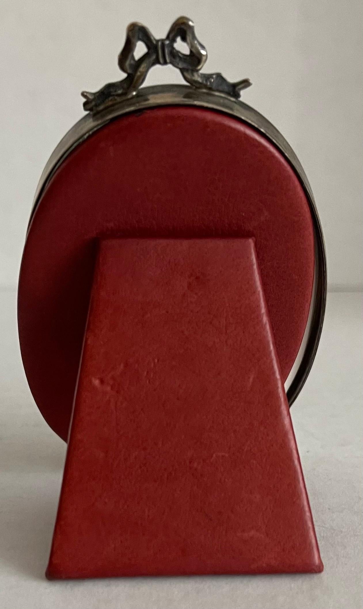 Late 20th Century Cartier Sterling Small Oval Bow Picture Frame