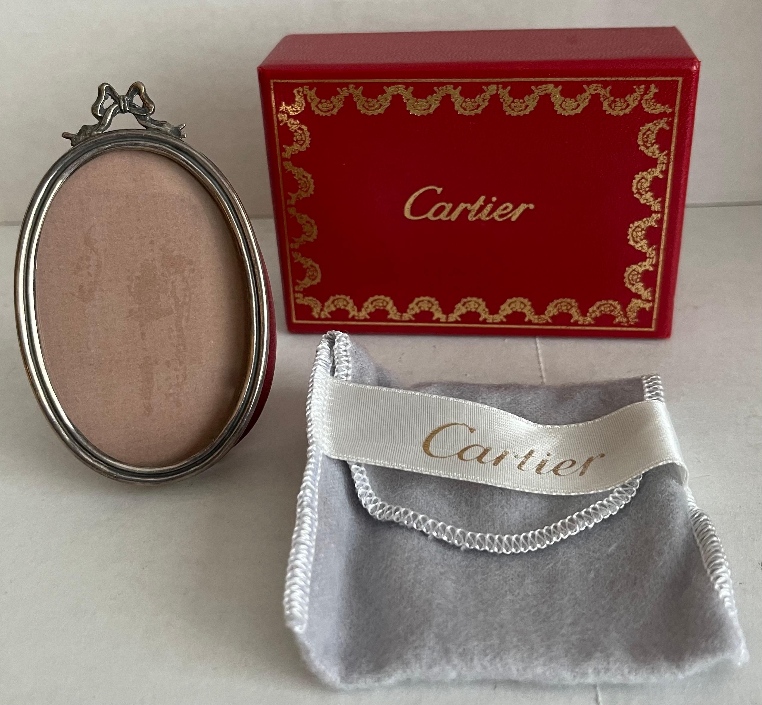 Sterling Silver Cartier Sterling Small Oval Bow Picture Frame