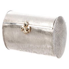 CARTIER Abendtasche Minaudière aus strukturiertem Sterlingsilber mit Pinselstrich