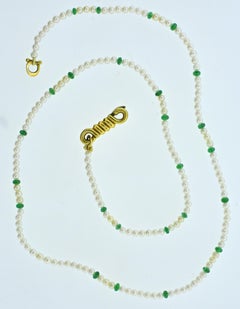 Cartier Strand of Natural Pearls and Emerald Beads