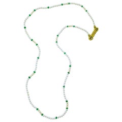 Cartier Strand of Natural Pearls and Emerald Beads