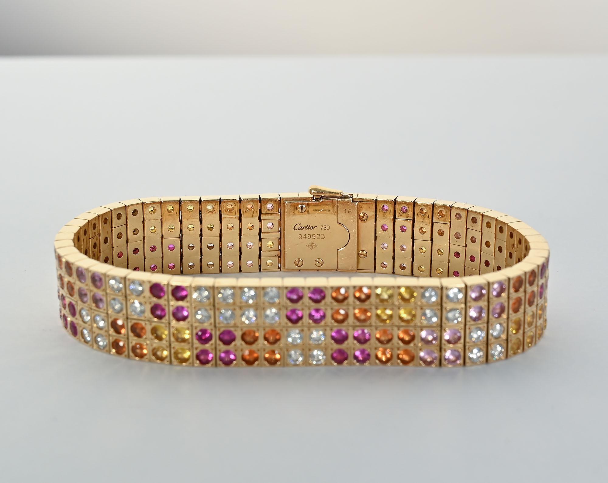Cartier-Armband mit Diamanten und Saphiren im Zustand „Hervorragend“ in Darnestown, MD