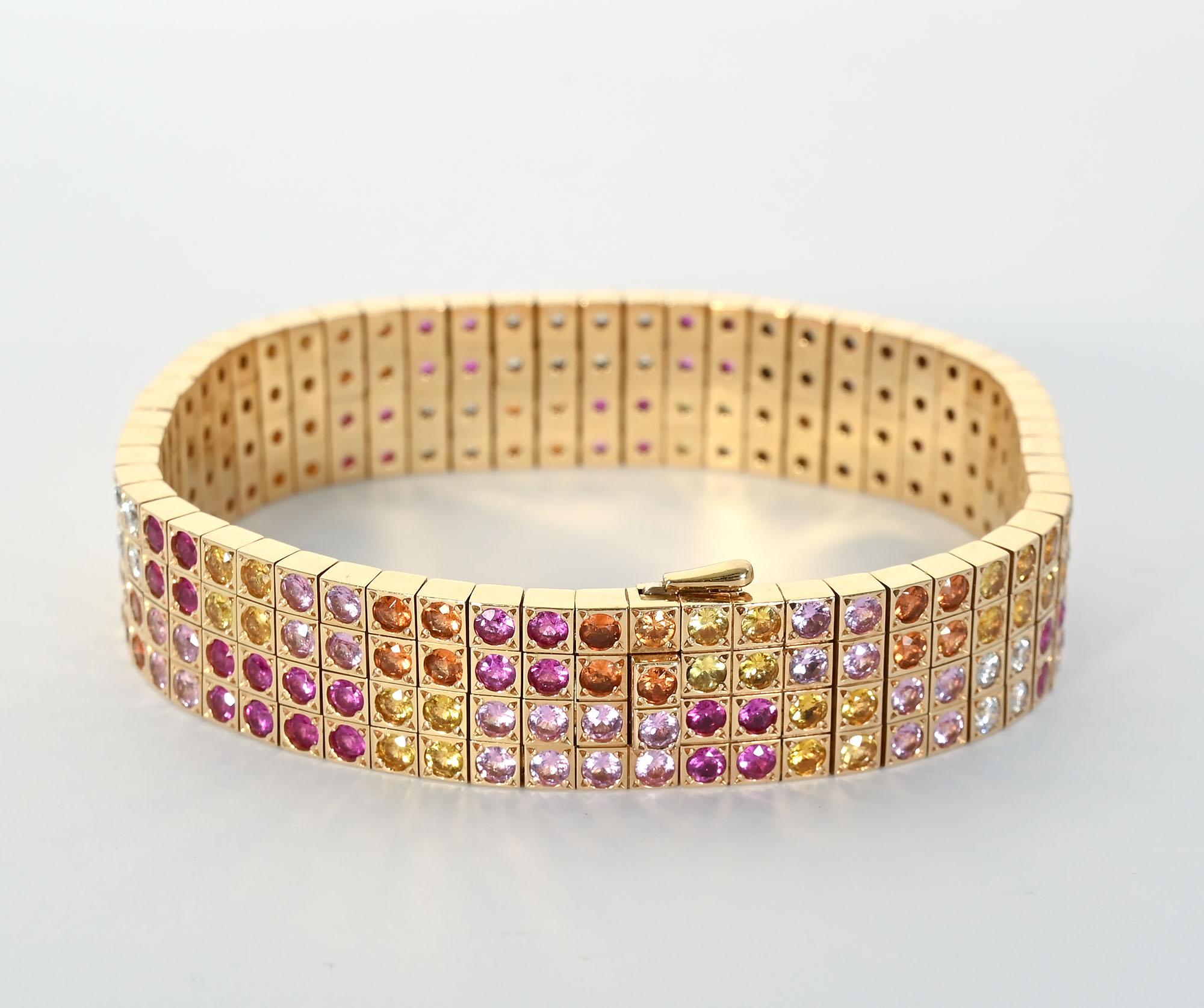 Cartier Strap Bracelet with Diamonds and Sapphires In Excellent Condition For Sale In Darnestown, MD
