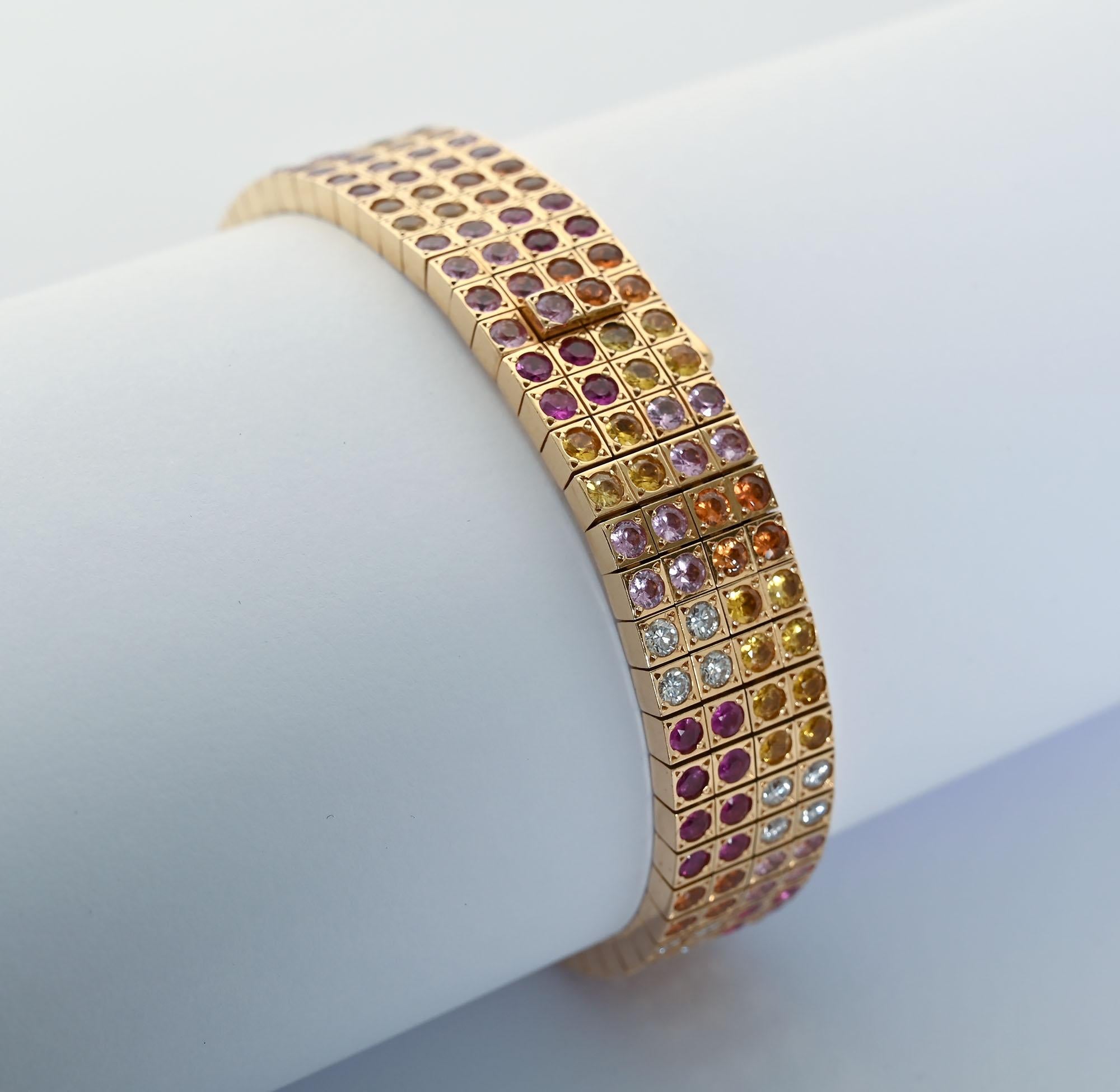 Women's Cartier Strap Bracelet with Diamonds and Sapphires For Sale