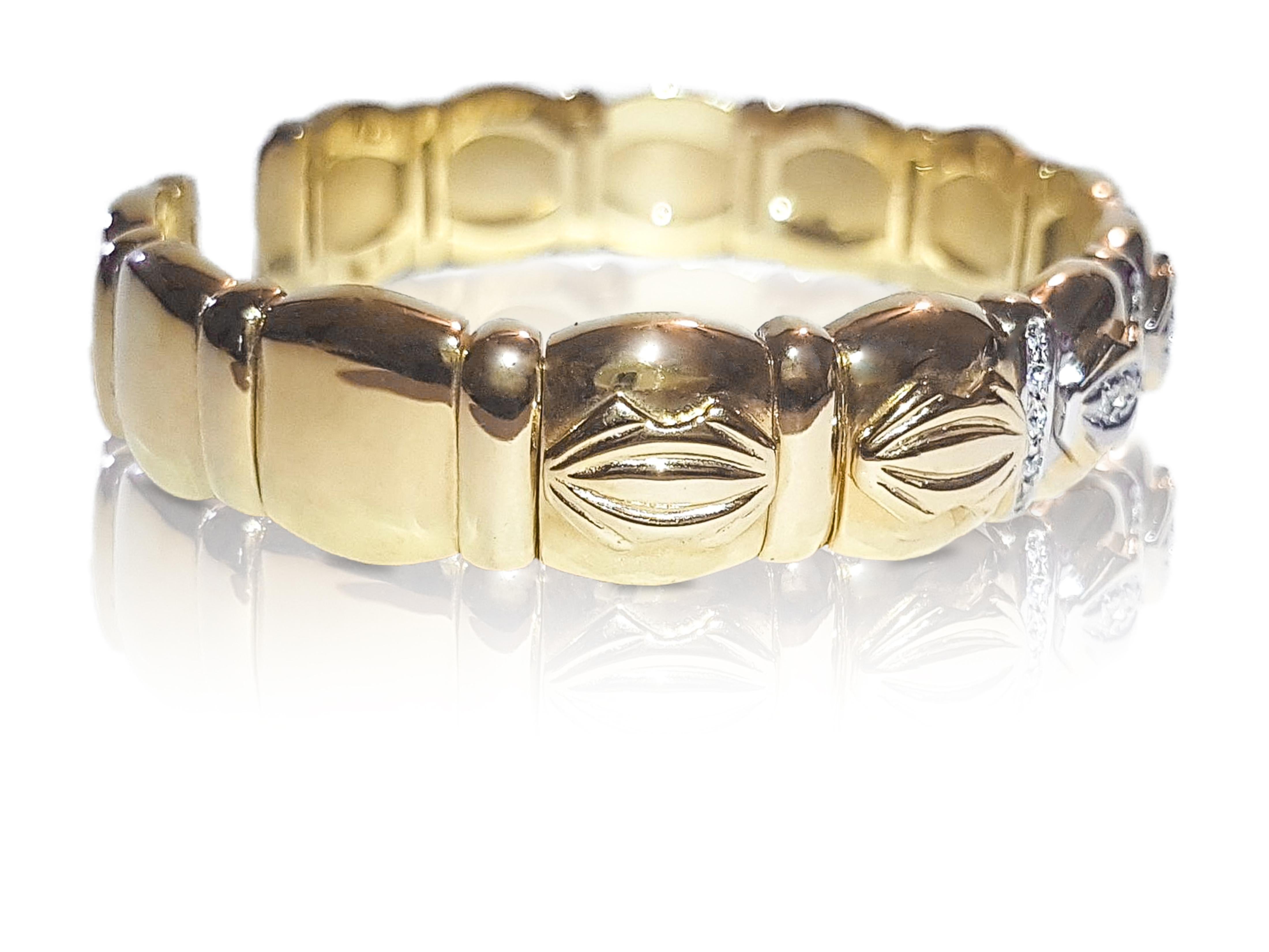 Médiéval Bracelet style Cartier en or jaune 14 carats avec diamants en vente