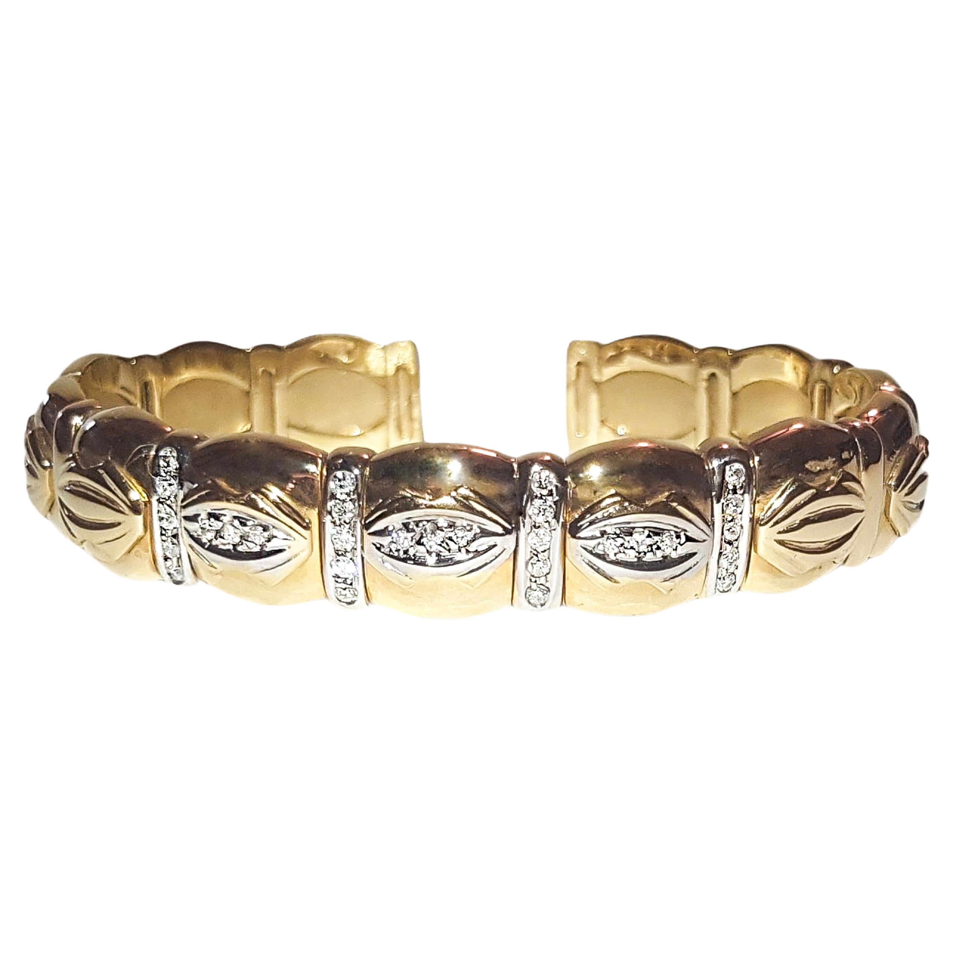 Bracelet style Cartier en or jaune 14 carats avec diamants en vente