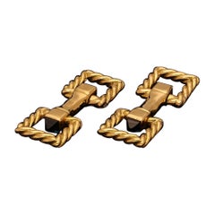 Cartier Stylish Pair of 18ct Gold and Sapphire Cufflinks, circa 1950s