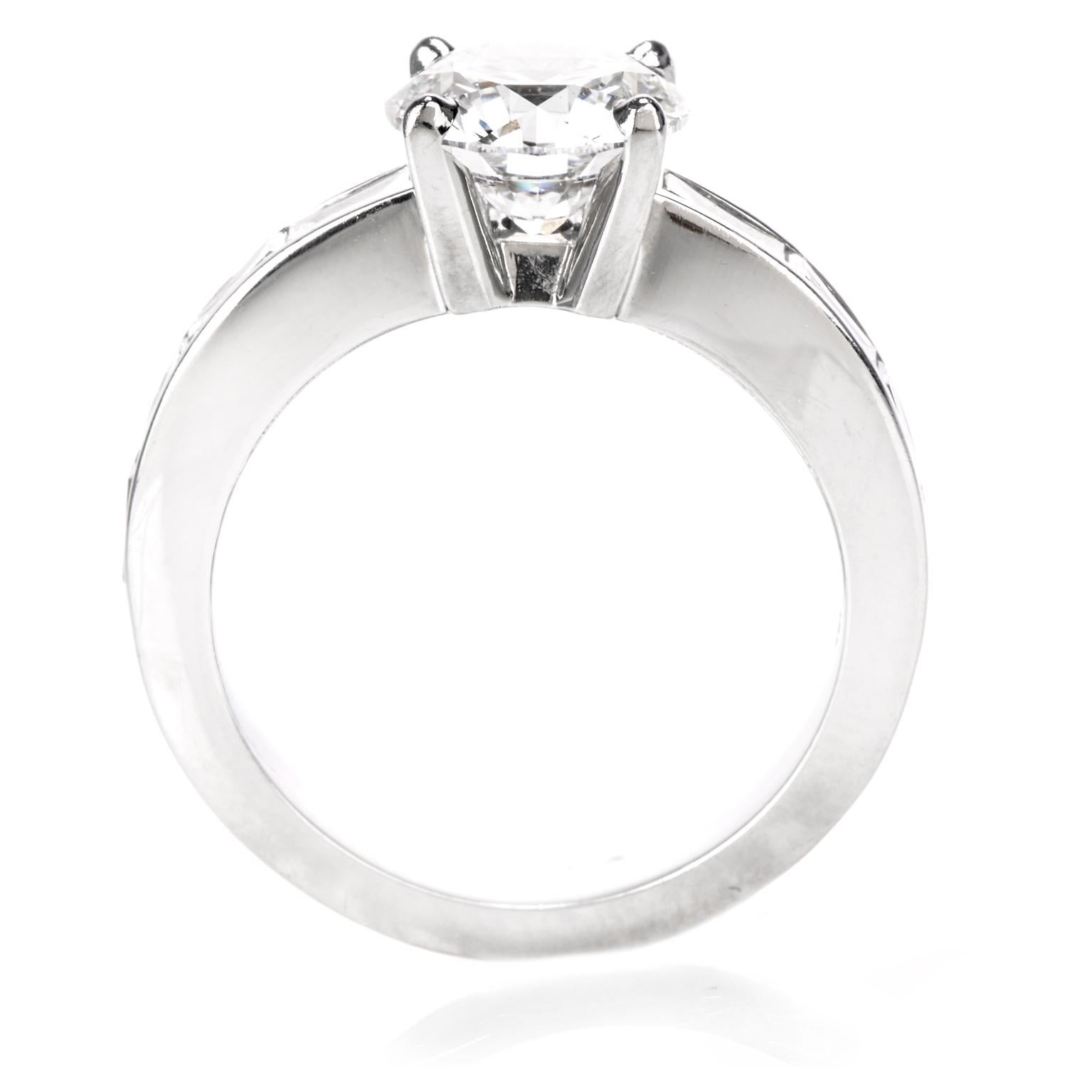 Round Cut Cartier Su Solitaire GIA 1.73 Carat F-IF Diamond Engagement Ring