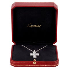 CARTIER Sucre Doo Boudouard Large Cross Diamond White Gold Pendant Necklace