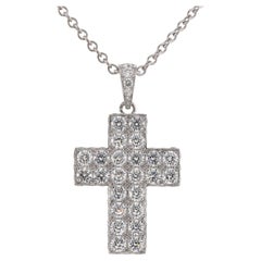 CARTIER Sucre Doo Boudouard Large Cross Diamond White Gold Pendant Necklace