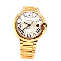 Cartier Swiss Sapphire 18 Karat Gold Guilloché Ballon Bleu De Cartier Watch