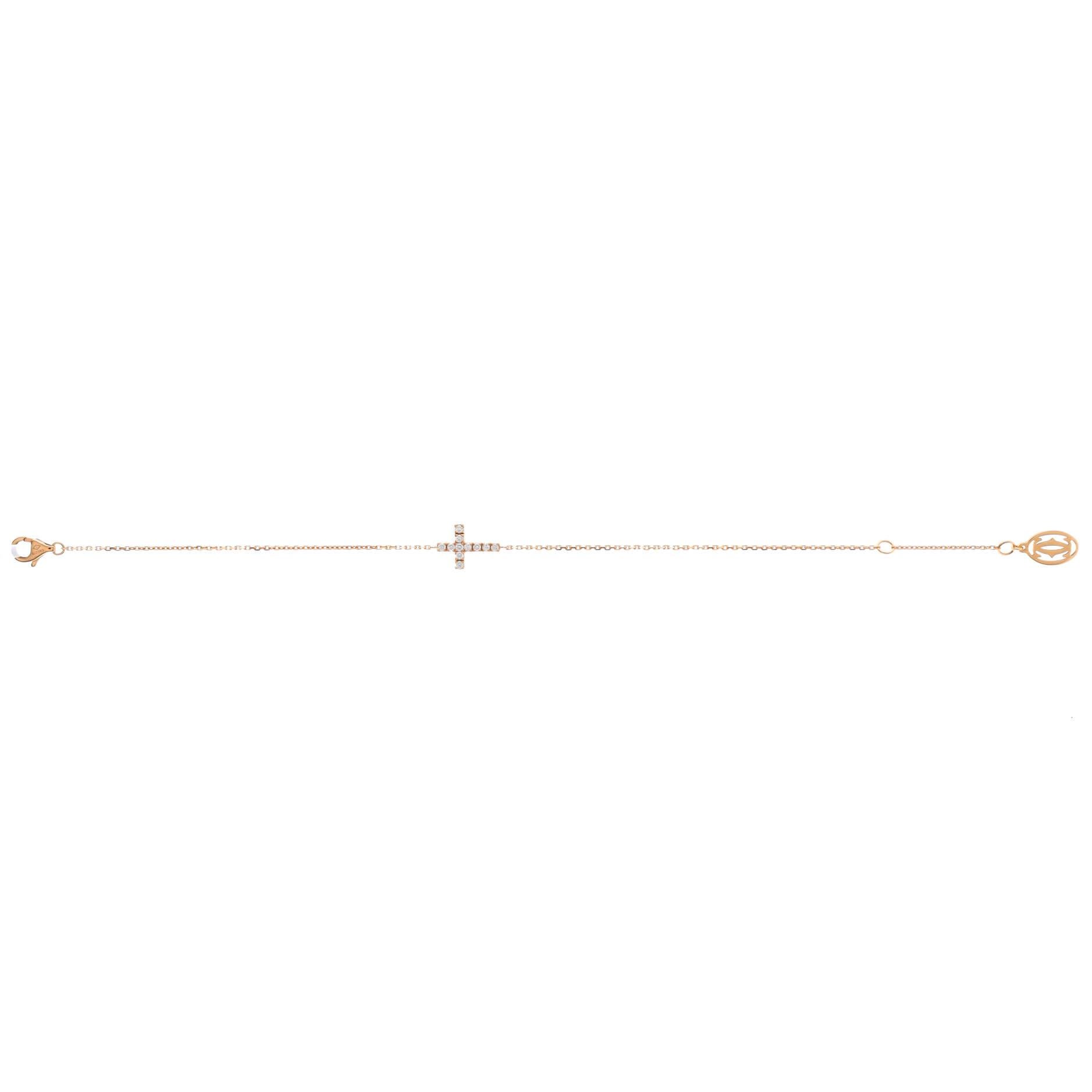 Cartier Symbols Cross Bracelet 18k Rose Gold with Diamonds In Good Condition In New York, NY