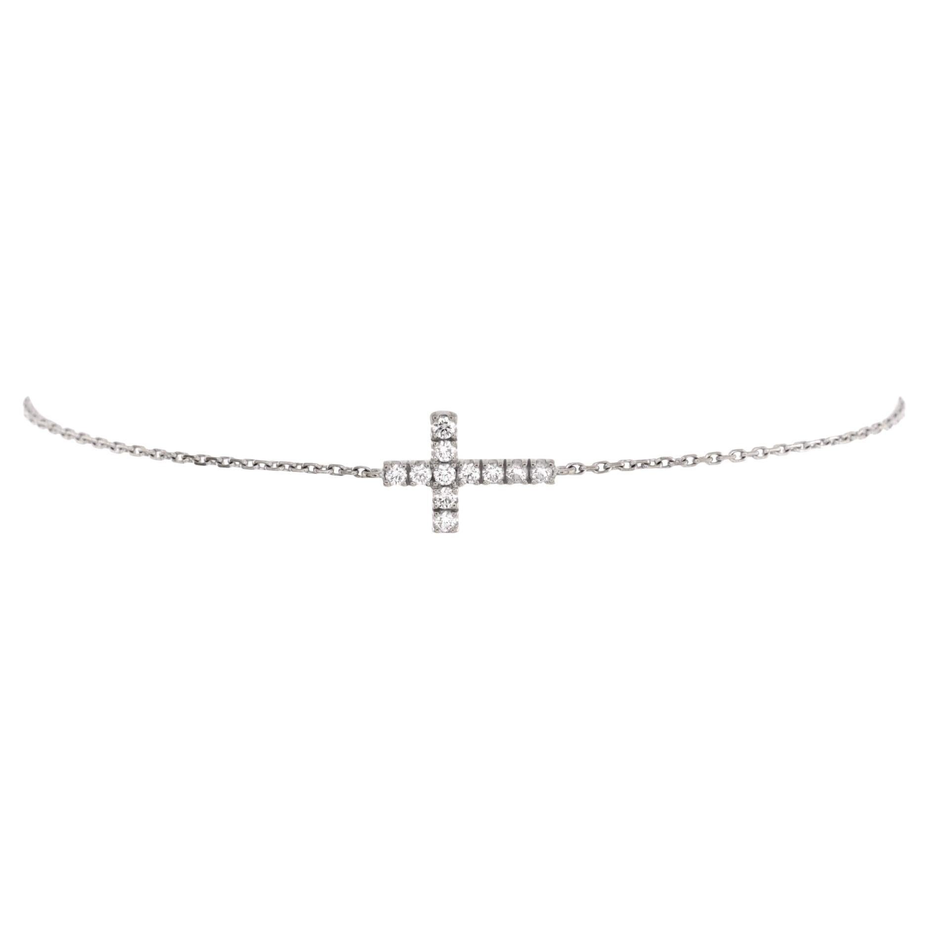 Cartier Symbols Cross Bracelet 18K White Gold with Diamonds For Sale at 1stDibs