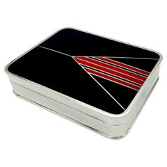 Cartier Art Deco-Style Table Box, Fired Enamel, Sterling Silver, made by Salimbeni