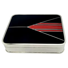 Cartier Art Deco-Style Table Box, Fired Enamel, Sterling Silver, made by Salimbeni