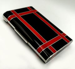 Caja de mesa Cartier en negro y blanco, estilo Art Déco, de plata de ley, fabricada por Salimbeni