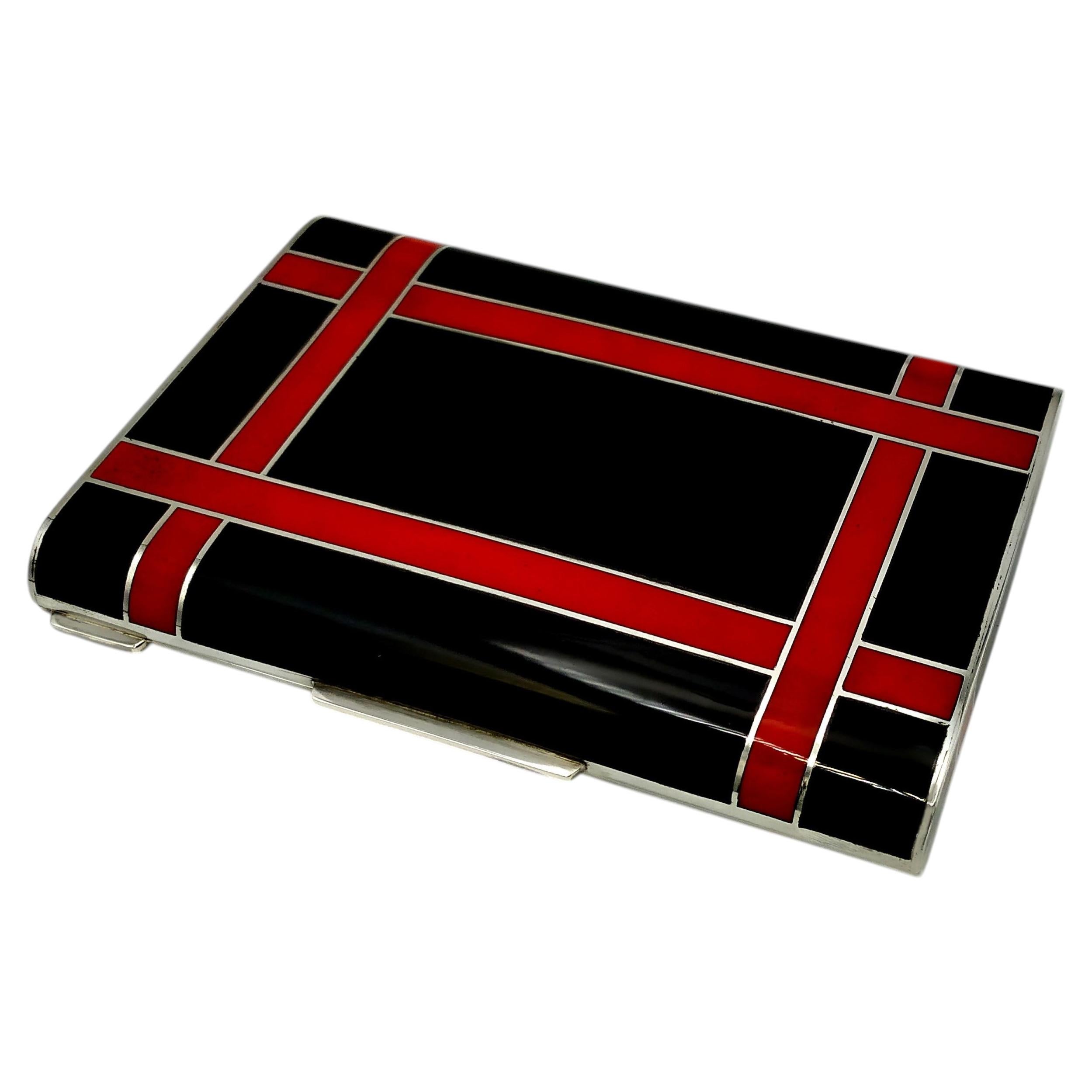 Cartier Table Box, Black and White, Art Deco Style, Sterling Silver, made by Salimbeni For Sale