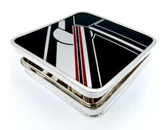 Cartier Enamel Table Box in Sterling Silver, Art Deco design by Salimbeni