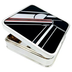 Cartier Enamel Table Box in Sterling Silver, Art Deco design by Salimbeni