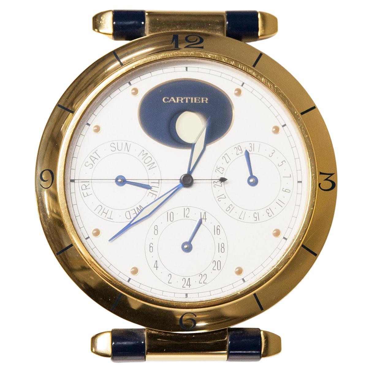 Horloge de table Cartier Pasha avec calendrier complet, modèle 1995 en vente