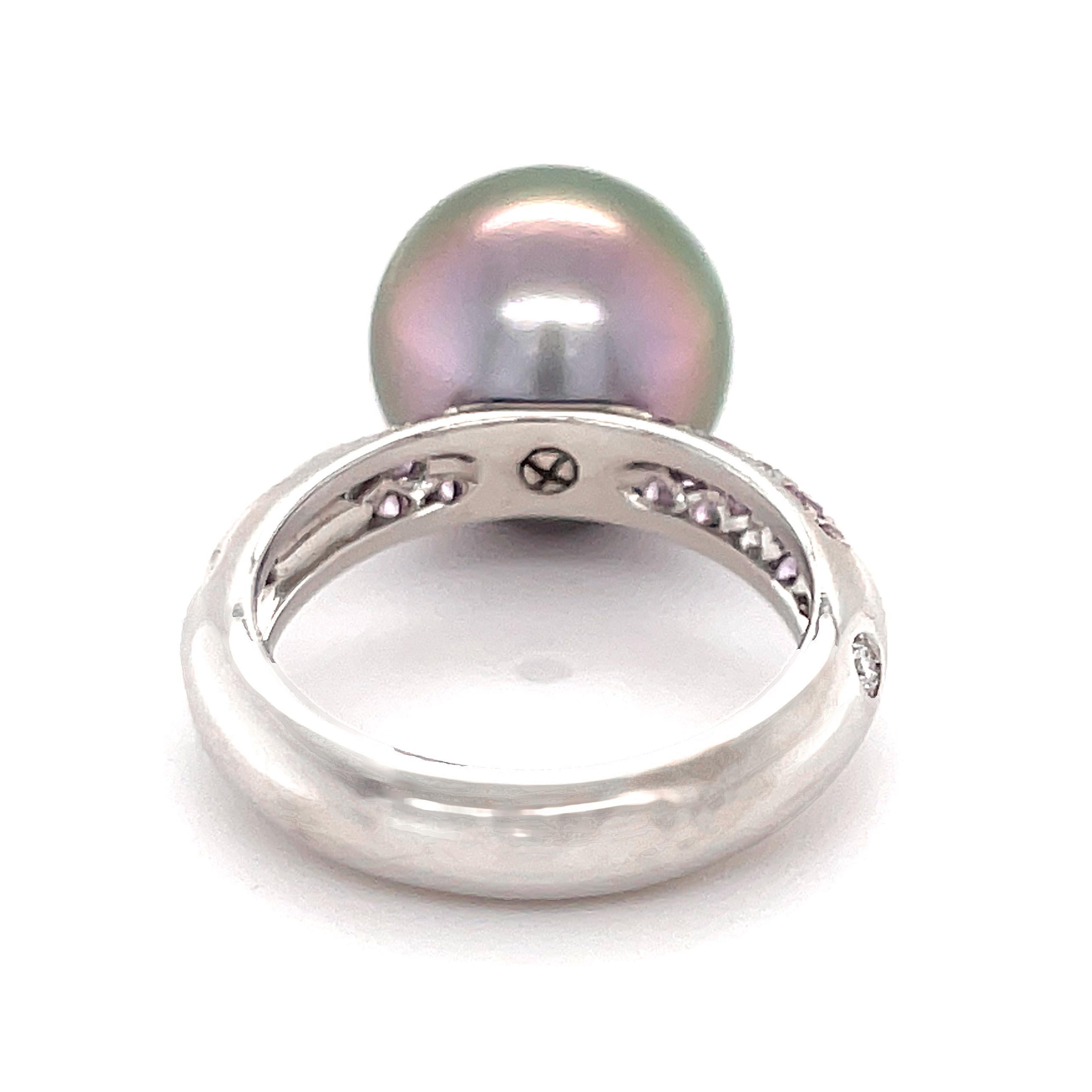 Women's Cartier Tahitian Pearl Diamond and Sapphire Cocktail Ring For Sale