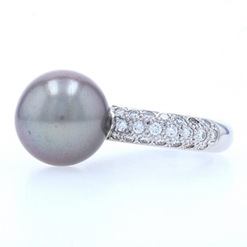Cartier Tahitian Pearl & Diamond Ring White Gold, 18k Round .90ctw In Excellent Condition In Greensboro, NC